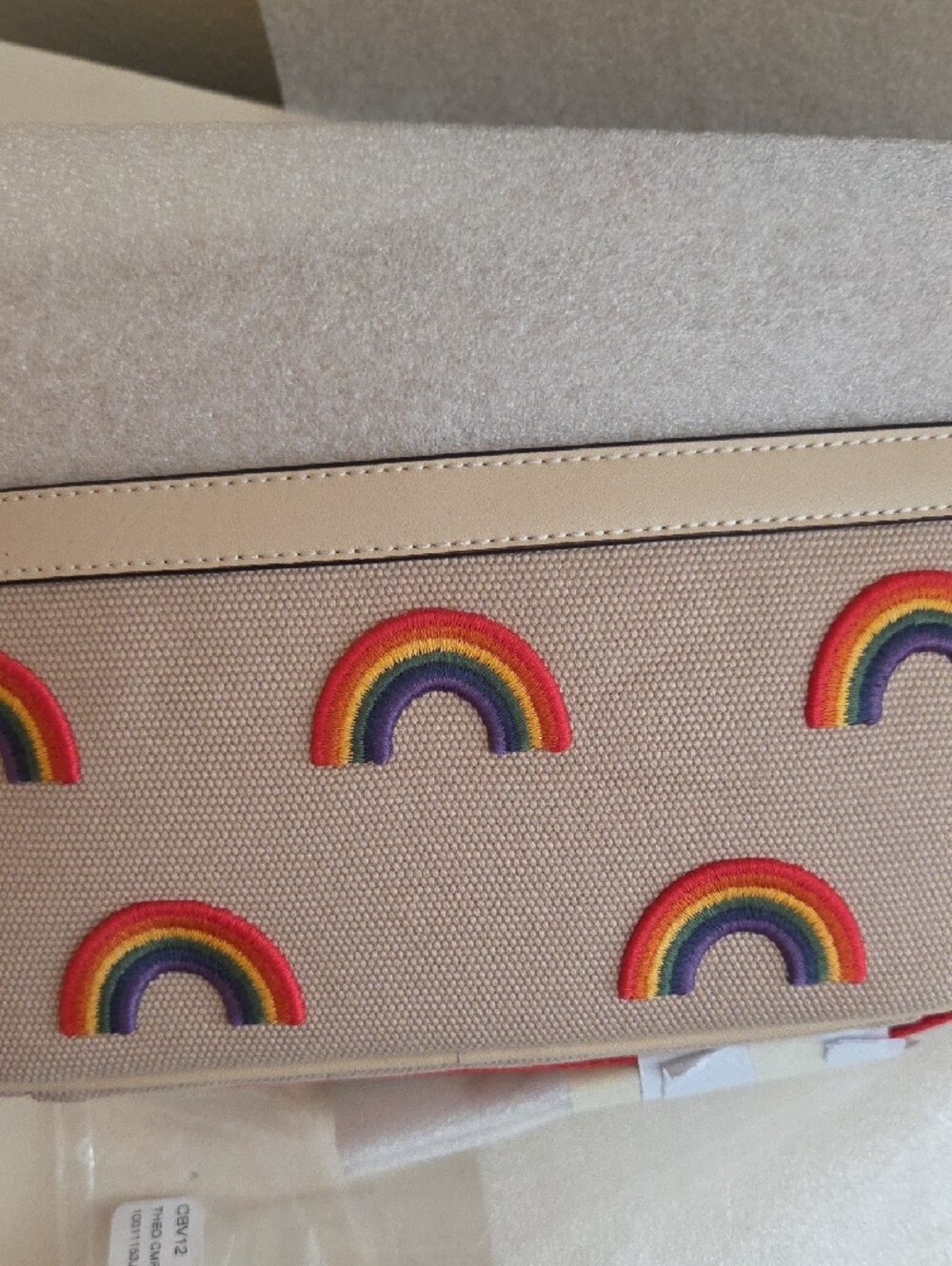 NWT Coach THEO Camera Pride  Crossbody Bag - Beige with Multicolor Rainbows - Picture 8 of 13